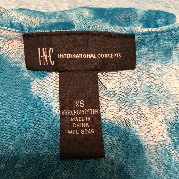 INC Turquoise ruffle blouse - Picture 2 of 4